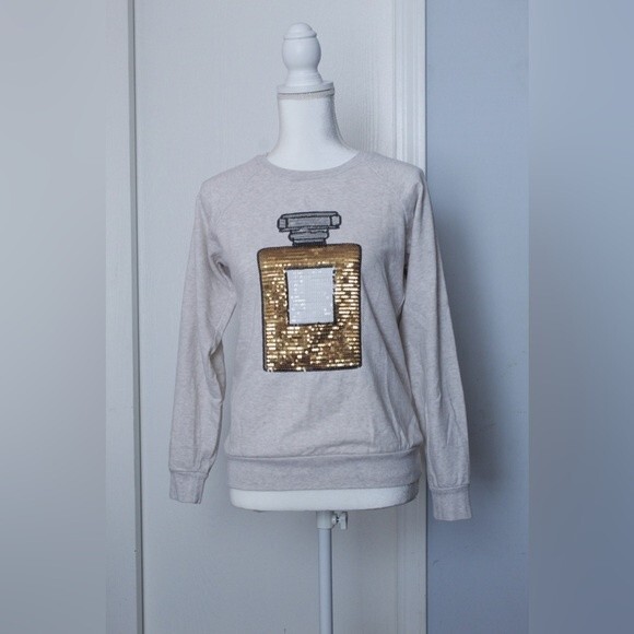 FREEZE Cream Sweater with Bedazzled Sequin Perfume Bottle - Picture 2 of 7
